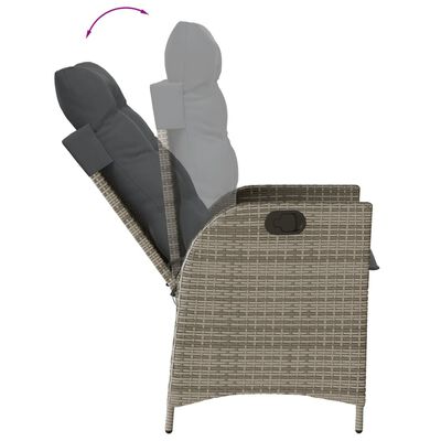 vidaXL 7 Piece Garden Dining Set with Cushions Grey Poly Rattan