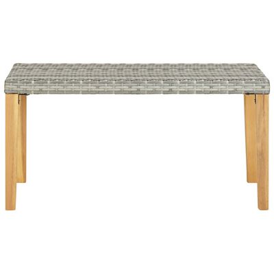 vidaXL Garden Bench 120 cm Grey Poly Rattan and Solid Acacia Wood