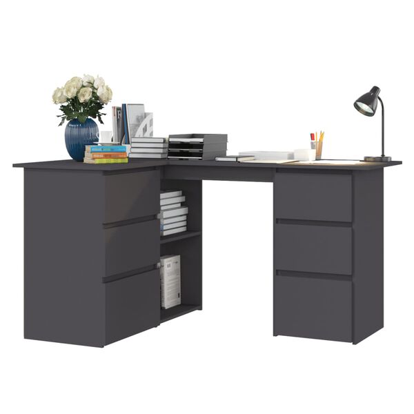 vidaXL Corner Desk Grey 145x100x76 cm Engineered Wood