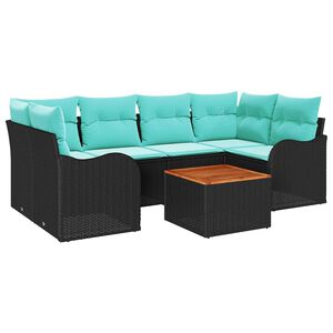 vidaXL Garden Sofa Set 7 pcs Black and turquoise