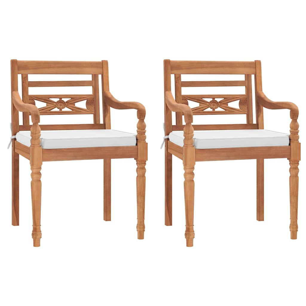 vidaXL Batavia Chairs 2 pcs with Cushions Solid Teak Wood