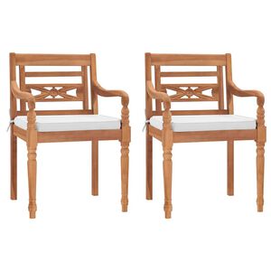 vidaXL Batavia Chairs 2 pcs with Cushions Solid Teak Wood