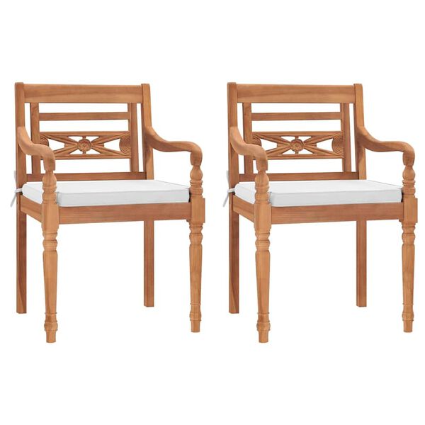 vidaXL Batavia Chairs 2 pcs with Cushions Solid Teak Wood