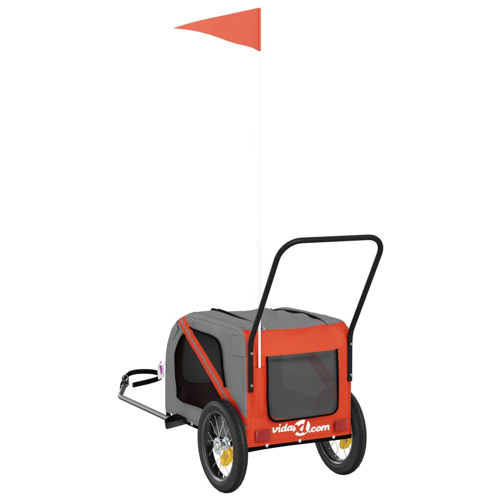 vidaXL Pet Bike Trailer Orange and Black Oxford Fabric and Iron