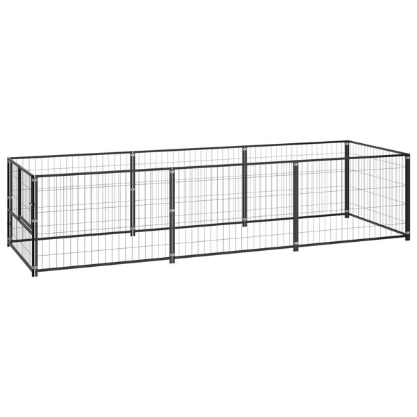 vidaXL Dog Kennel Black 3 m&sup2; Steel