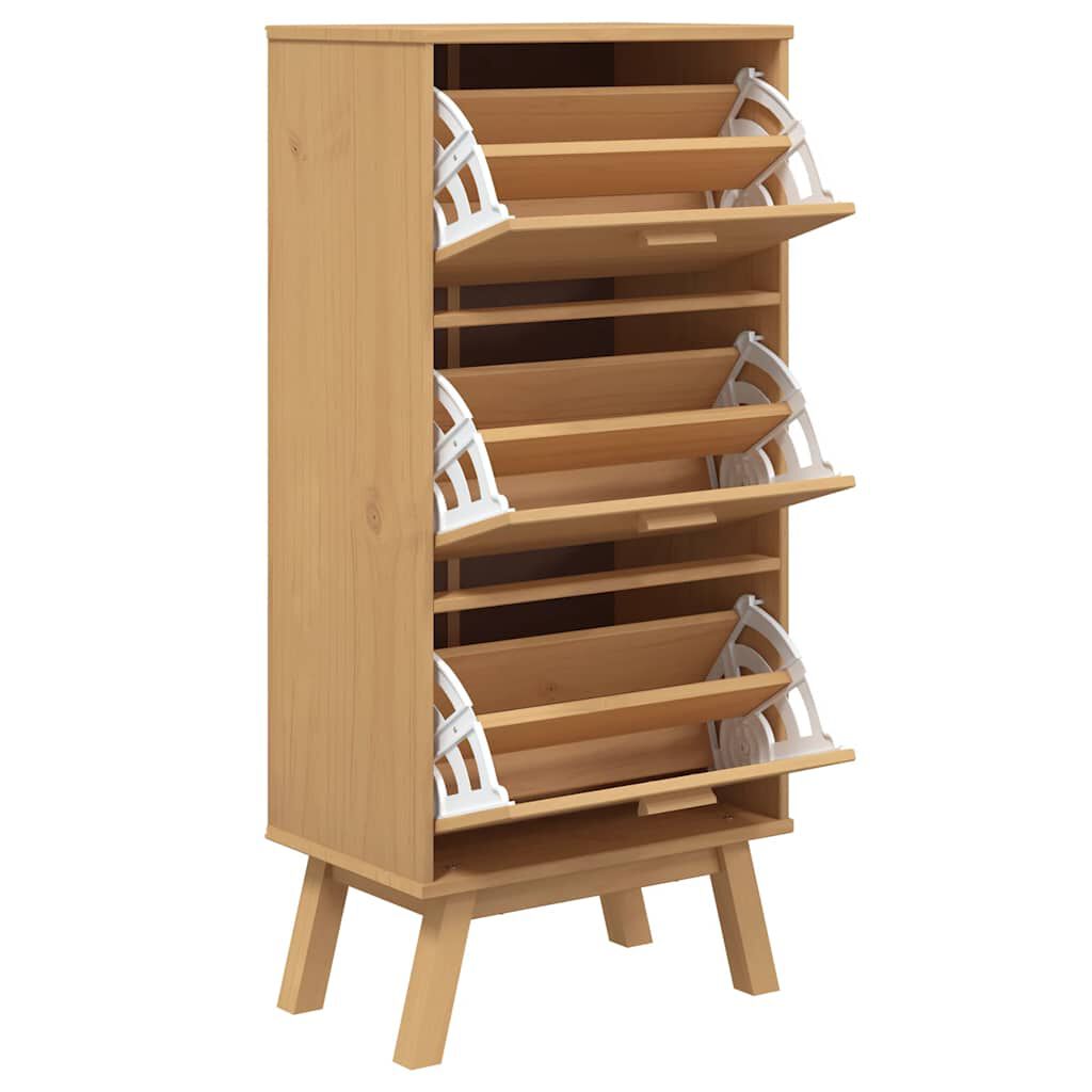 vidaXL Shoe Cabinet OLDEN Brown 55x35x120cm Solid Wood Pine