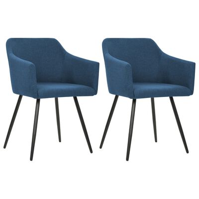 vidaXL Dining Chairs 2 pcs Blue Fabric