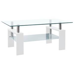 vidaXL Coffee Table White and Transparent 95x55x40 cm Tempered Glass