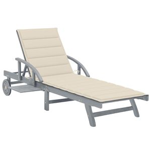 vidaXL Garden Sun Lounger with Cushion Solid Acacia Wood