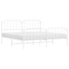 vidaXL Metal Bed Frame without Mattress with Footboard&nbsp;White 193x203cm