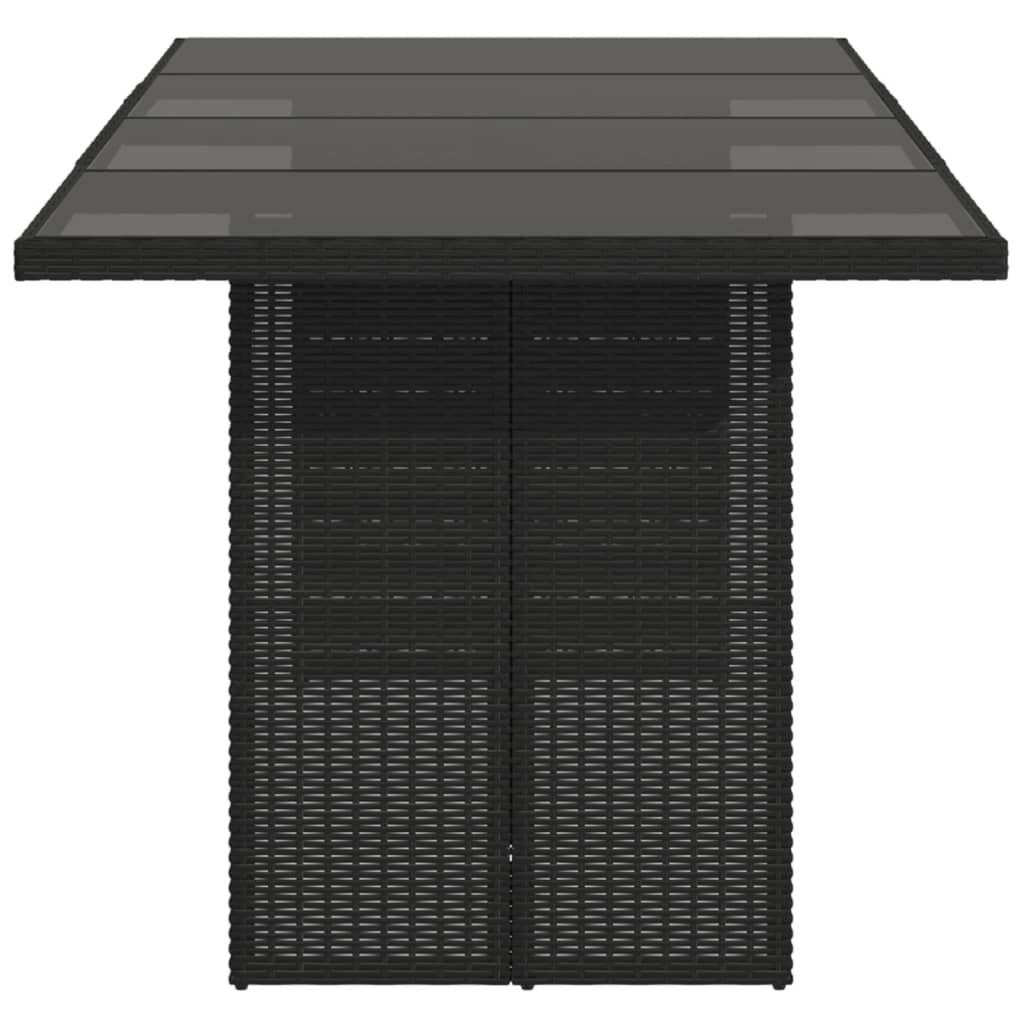 vidaXL Garden Table with Glass Top Black 190x80x75 cm Poly Rattan