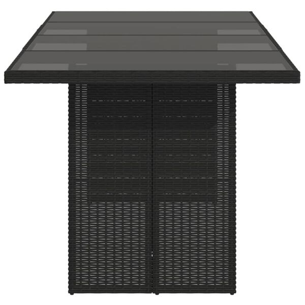 vidaXL Garden Table with Glass Top Black 190x80x75 cm Poly Rattan