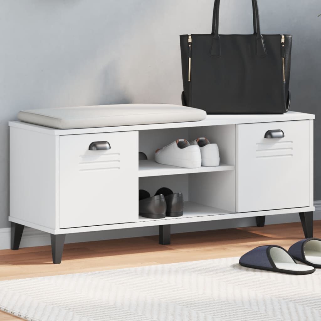 vidaXL Shoe Bench VIKEN White 106x35x45 cm Engineered Wood
