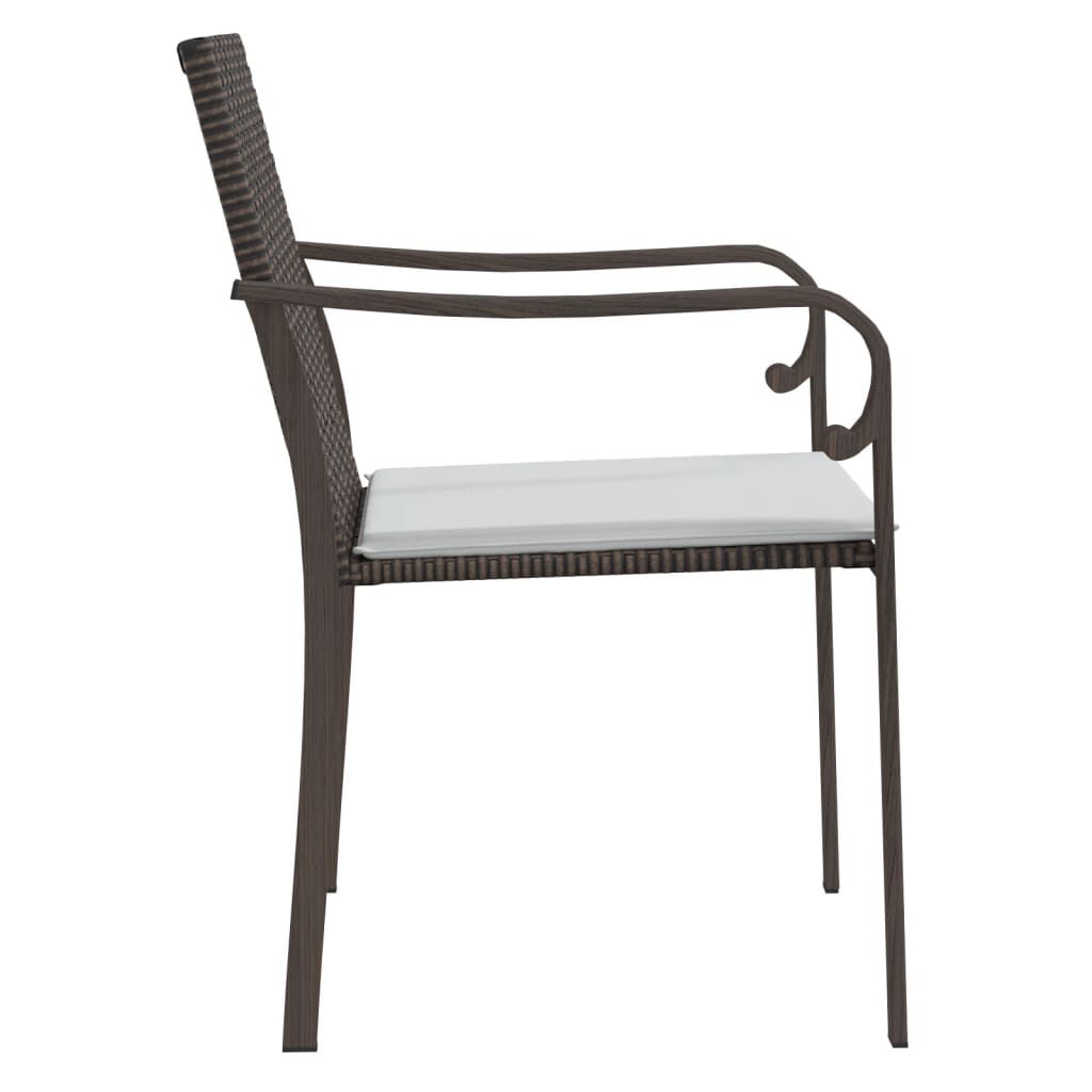 vidaXL Garden Chairs with Cushions 4 pcs Brown 56x59x84 cm Poly Rattan