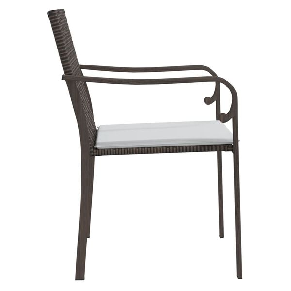 vidaXL Garden Chairs with Cushions 4 pcs Brown 56x59x84 cm Poly Rattan