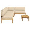 vidaXL Sofa Set with Cushion Plain 5 pcs Beige Solid Acacia Wood