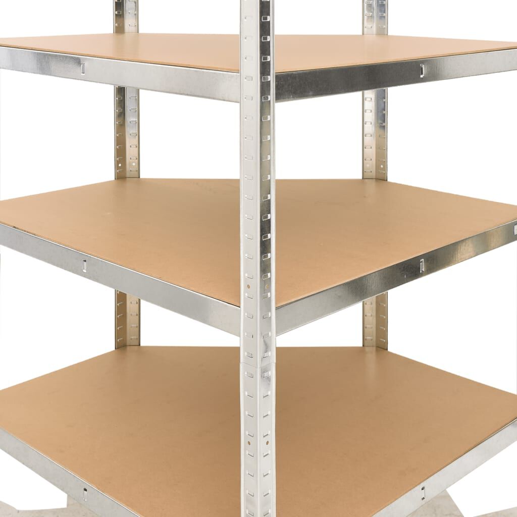 vidaXL 5-Layer Heavy-duty Corner Shelf Silver Steel&Engineered Wood