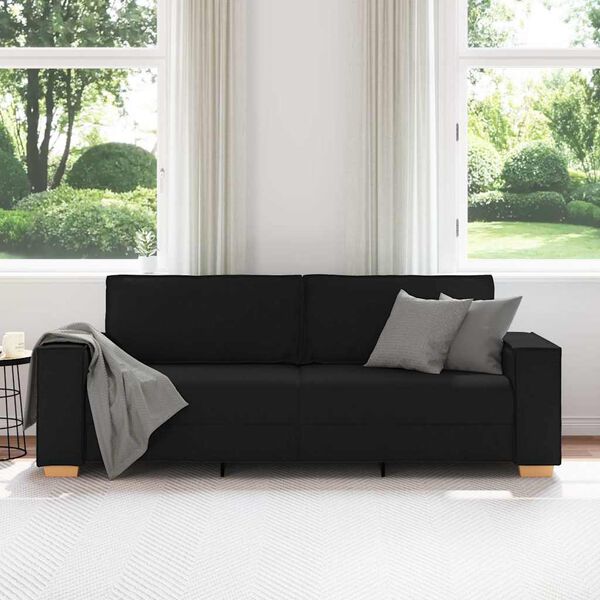 vidaXL 3-Seater Sofa Black 220x78x84 cm Fabric