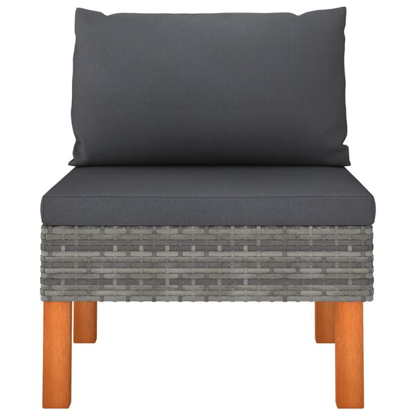 vidaXL Middle Sofas 3 pcs Poly Rattan and Solid Eucalyptus Wood