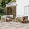 vidaXL 9 Piece Garden Lounge Set with Light Grey Cushions Bamboo