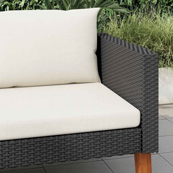 vidaXL Single Garden Sofa with Cushions Poly Rattan Black