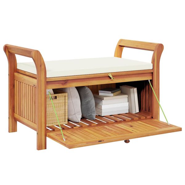 vidaXL Garden Storage Bench with Cushion 91 cm Solid Wood Acacia