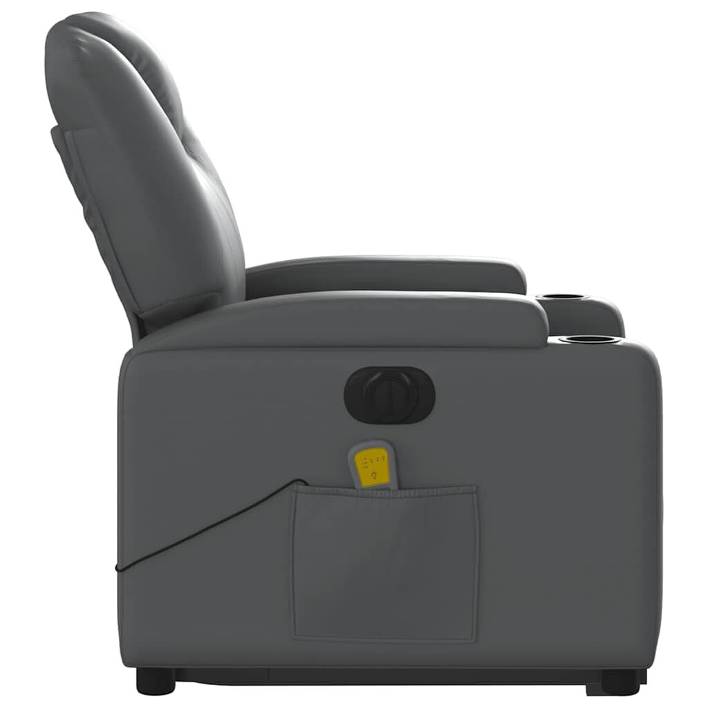 vidaXL Electric Stand up Massage Recliner Chair Grey Faux Leather