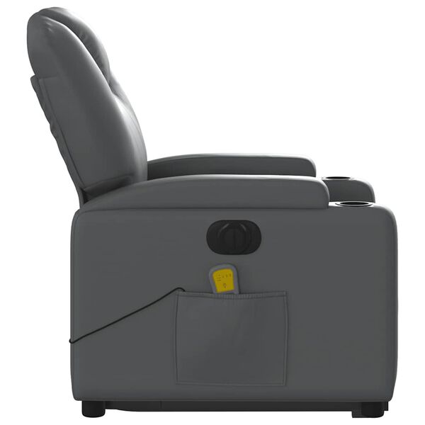 vidaXL Electric Stand up Massage Recliner Chair Grey Faux Leather