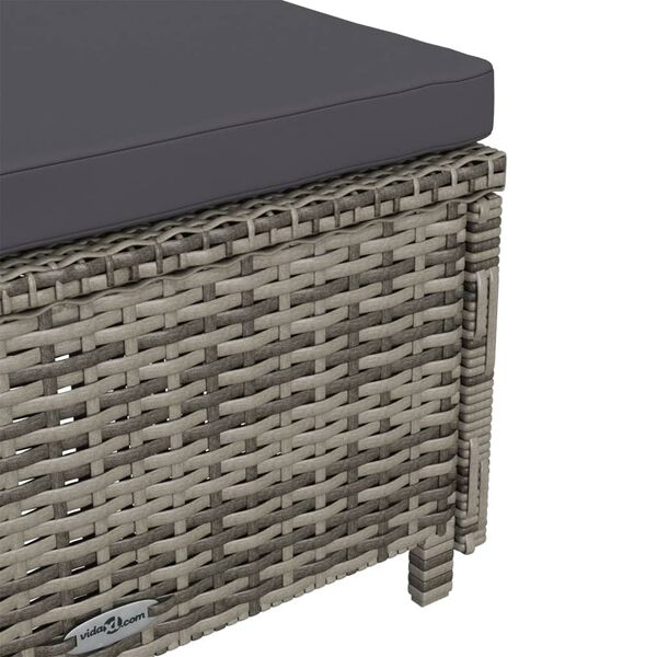 vidaXL Sun Lounger with Dark Grey Cushion Poly Rattan Grey