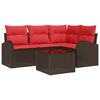 vidaXL Garden Sofa Set 5 pcs Brown Poly Rattan