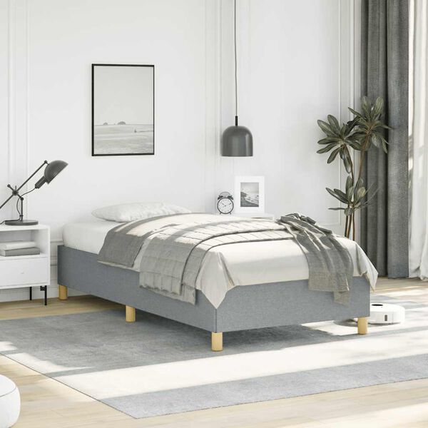 vidaXL Bed Frame without Mattress Light Grey 100x203 cm Fabric