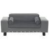vidaXL Dog Sofa Grey 81x43x31 cm Plush and Faux Leather