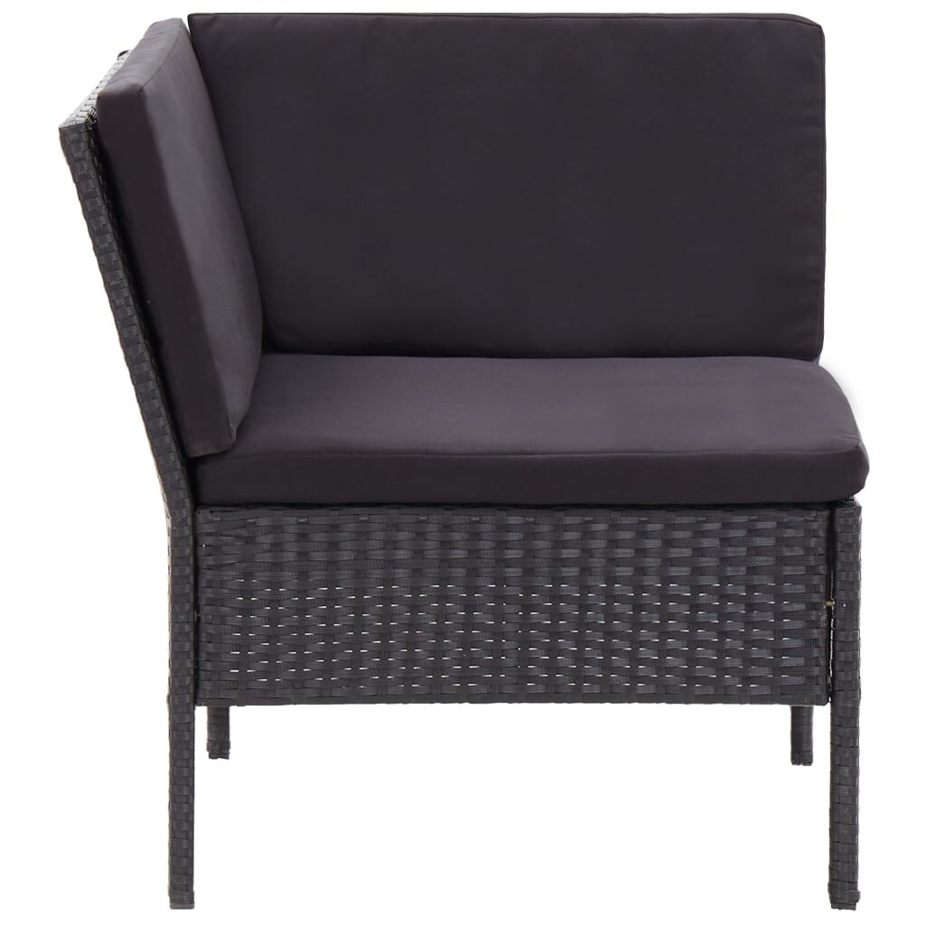 vidaXL 6 Piece Garden Lounge Set with Cushions Poly Rattan Black