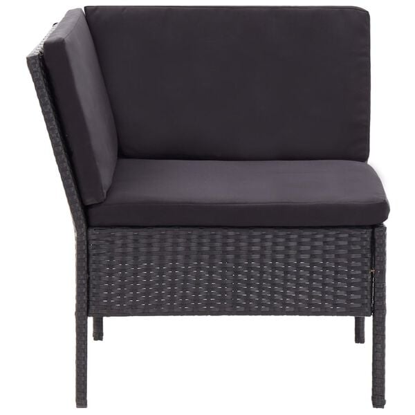 vidaXL 6 Piece Garden Lounge Set with Cushions Poly Rattan Black