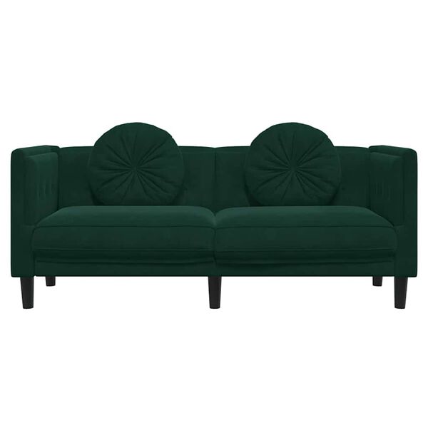 vidaXL Sofa with Cushions 2-Seater Dark Green Velvet