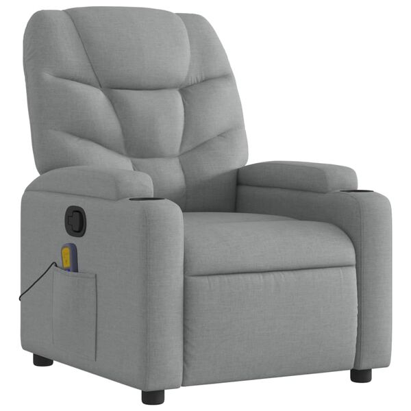 vidaXL Massage Recliner Chair Light Grey Fabric
