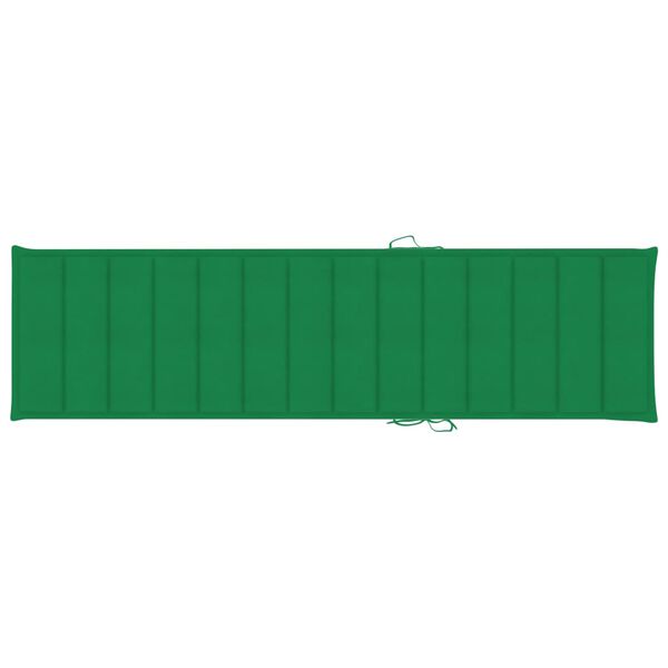 vidaXL Sun Lounger with Green Cushion Solid Teak Wood