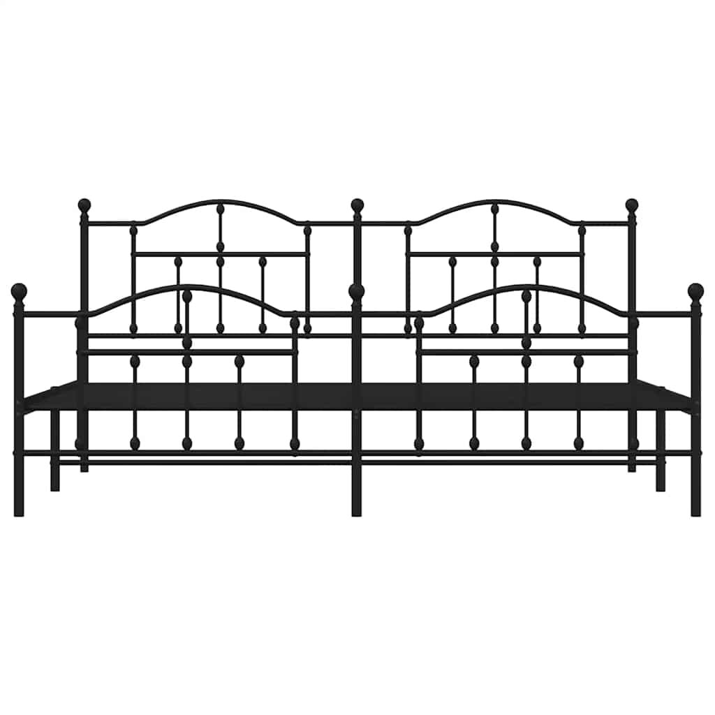 vidaXL Metal Bed Frame without Mattress with Footboard Black 193x203cm