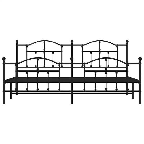vidaXL Metal Bed Frame without Mattress with Footboard Black 193x203cm