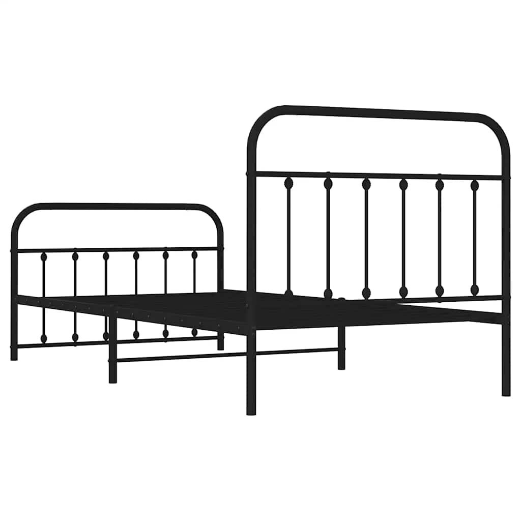 vidaXL Metal Bed Frame without Mattress with Footboard Black 100x200cm