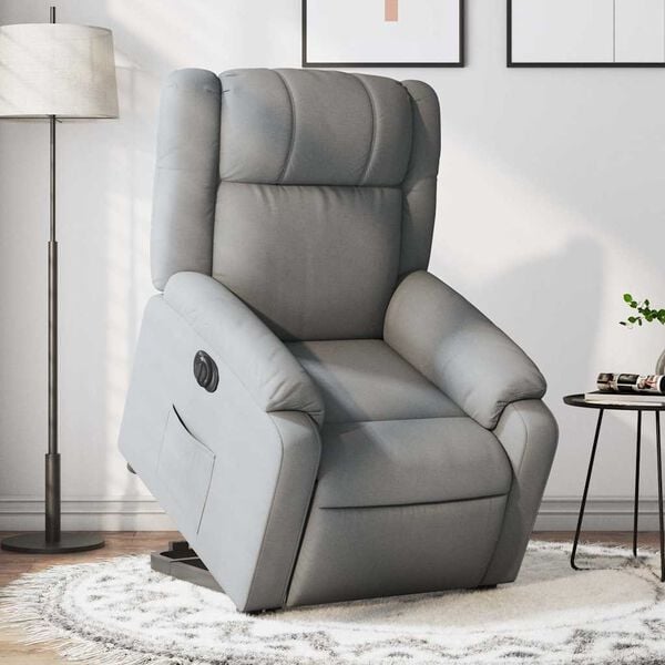vidaXL Electric Stand up Recliner Chair Light Grey Fabric
