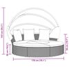vidaXL Outdoor Lounge Bed with Canopy and Cushions Brown Poly Rattan