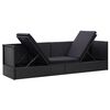 vidaXL Garden Bed with Cushion and Pillow Poly Rattan Black