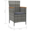 vidaXL Garden Dining Chairs 2 pcs Poly Rattan Grey