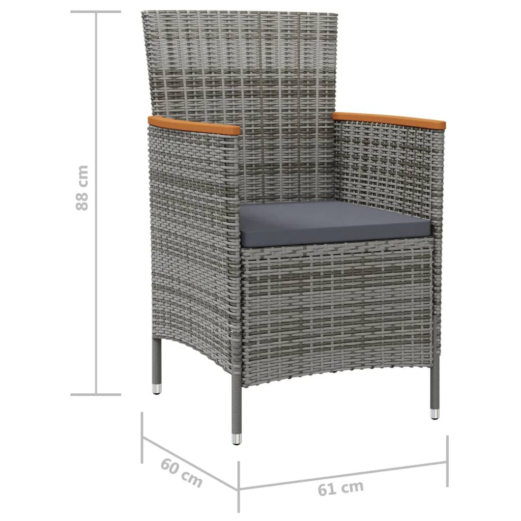 vidaXL Garden Dining Chairs 2 pcs Poly Rattan Grey