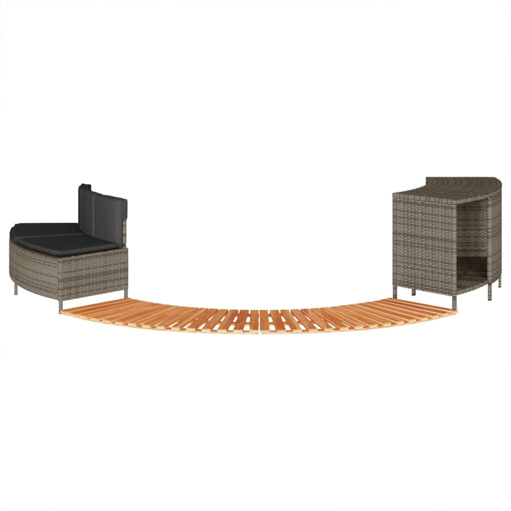 vidaXL Hot Tub Surround Grey Poly Rattan and Solid Wood Acacia