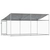 vidaXL Dog Cage with Roof and Door Grey 4x2x2 m Galvanised Steel