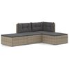 vidaXL 4 Piece Garden Lounge Set with Cushions Grey Poly Rattan