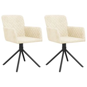 vidaXL Swivel Dining Chairs 2 pcs Cream Velvet