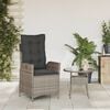 vidaXL Reclining Garden Chair with Cushions Grey Poly Rattan